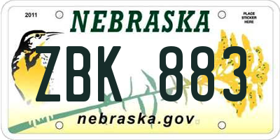NE license plate ZBK883