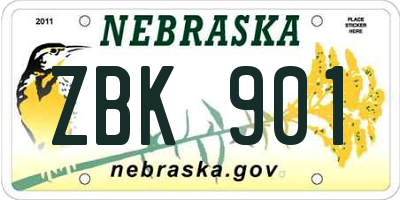 NE license plate ZBK901
