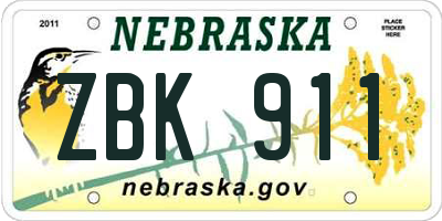 NE license plate ZBK911