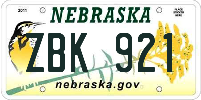 NE license plate ZBK921