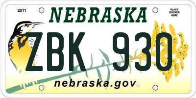 NE license plate ZBK930
