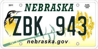 NE license plate ZBK943
