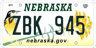 NE license plate ZBK945