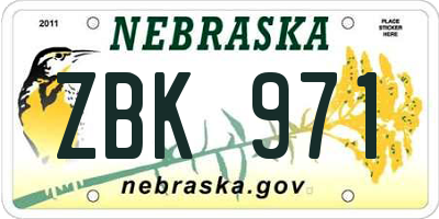 NE license plate ZBK971