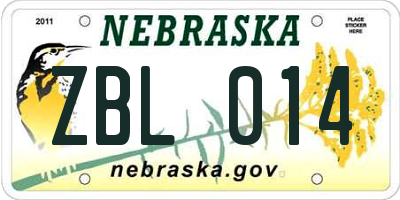 NE license plate ZBL014
