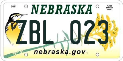 NE license plate ZBL023