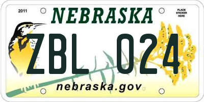 NE license plate ZBL024