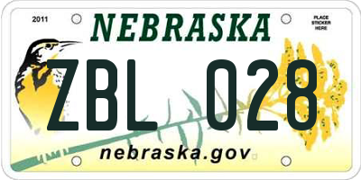 NE license plate ZBL028