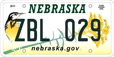 NE license plate ZBL029