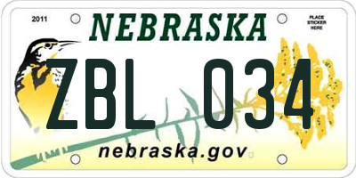 NE license plate ZBL034