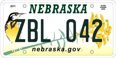 NE license plate ZBL042