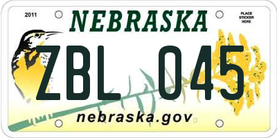 NE license plate ZBL045