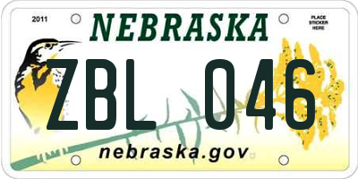 NE license plate ZBL046
