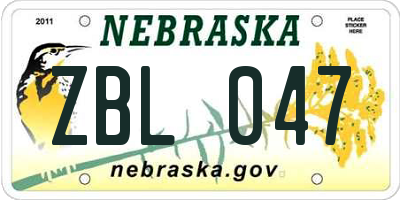 NE license plate ZBL047