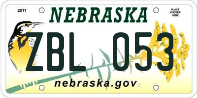 NE license plate ZBL053