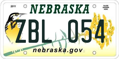 NE license plate ZBL054