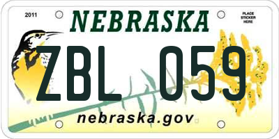NE license plate ZBL059