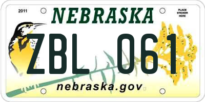 NE license plate ZBL061