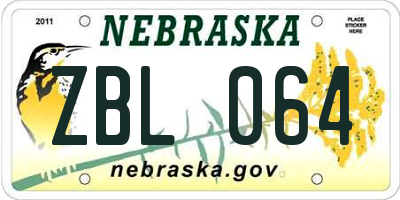 NE license plate ZBL064