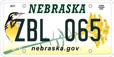 NE license plate ZBL065