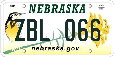 NE license plate ZBL066