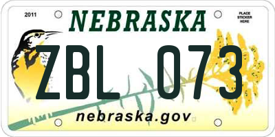 NE license plate ZBL073