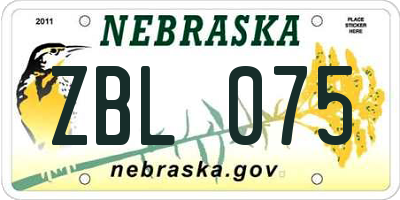NE license plate ZBL075