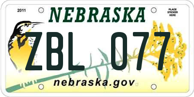 NE license plate ZBL077