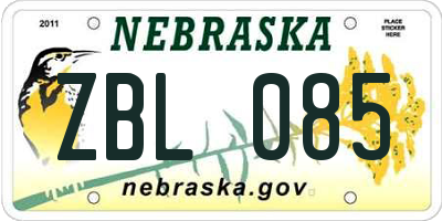 NE license plate ZBL085