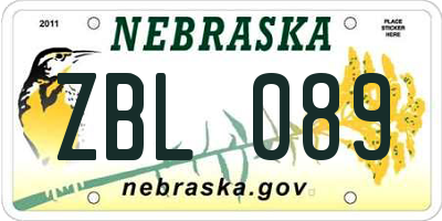 NE license plate ZBL089