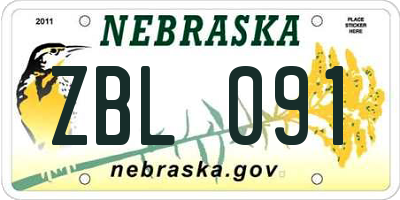 NE license plate ZBL091