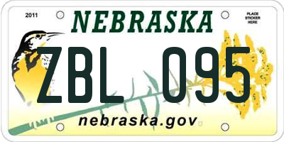 NE license plate ZBL095