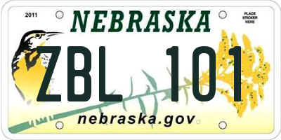 NE license plate ZBL101