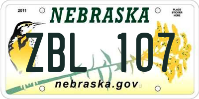 NE license plate ZBL107