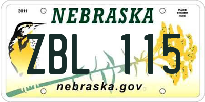 NE license plate ZBL115