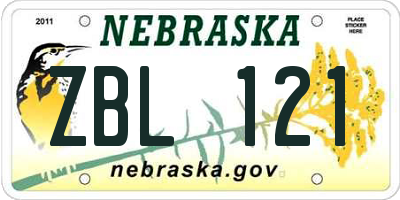 NE license plate ZBL121