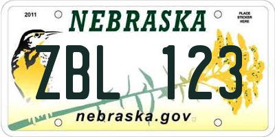 NE license plate ZBL123