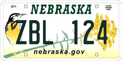 NE license plate ZBL124