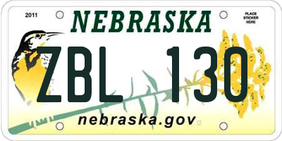 NE license plate ZBL130