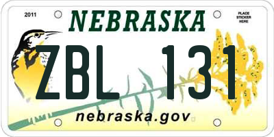 NE license plate ZBL131