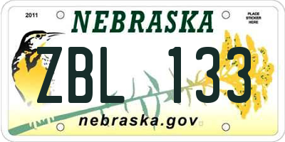 NE license plate ZBL133