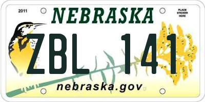 NE license plate ZBL141