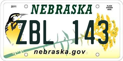 NE license plate ZBL143