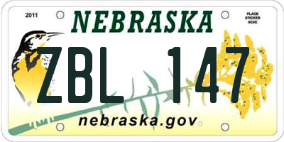 NE license plate ZBL147