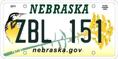 NE license plate ZBL151