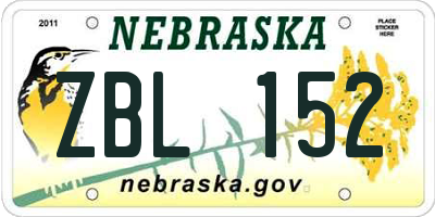 NE license plate ZBL152