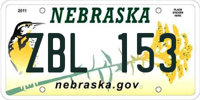 NE license plate ZBL153