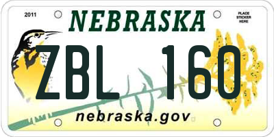NE license plate ZBL160