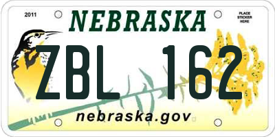 NE license plate ZBL162