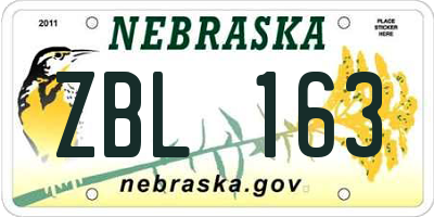 NE license plate ZBL163